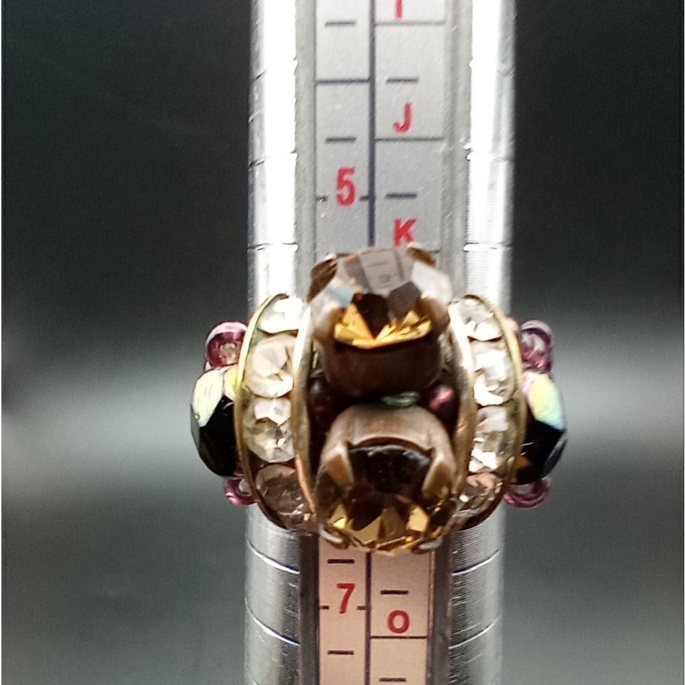 Unique ruby beaded ring Size 6 R238